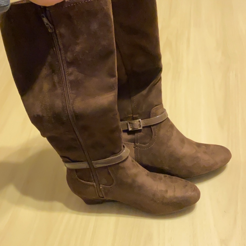 East 5th Brown Knee-High Faux Suede Riding Boots